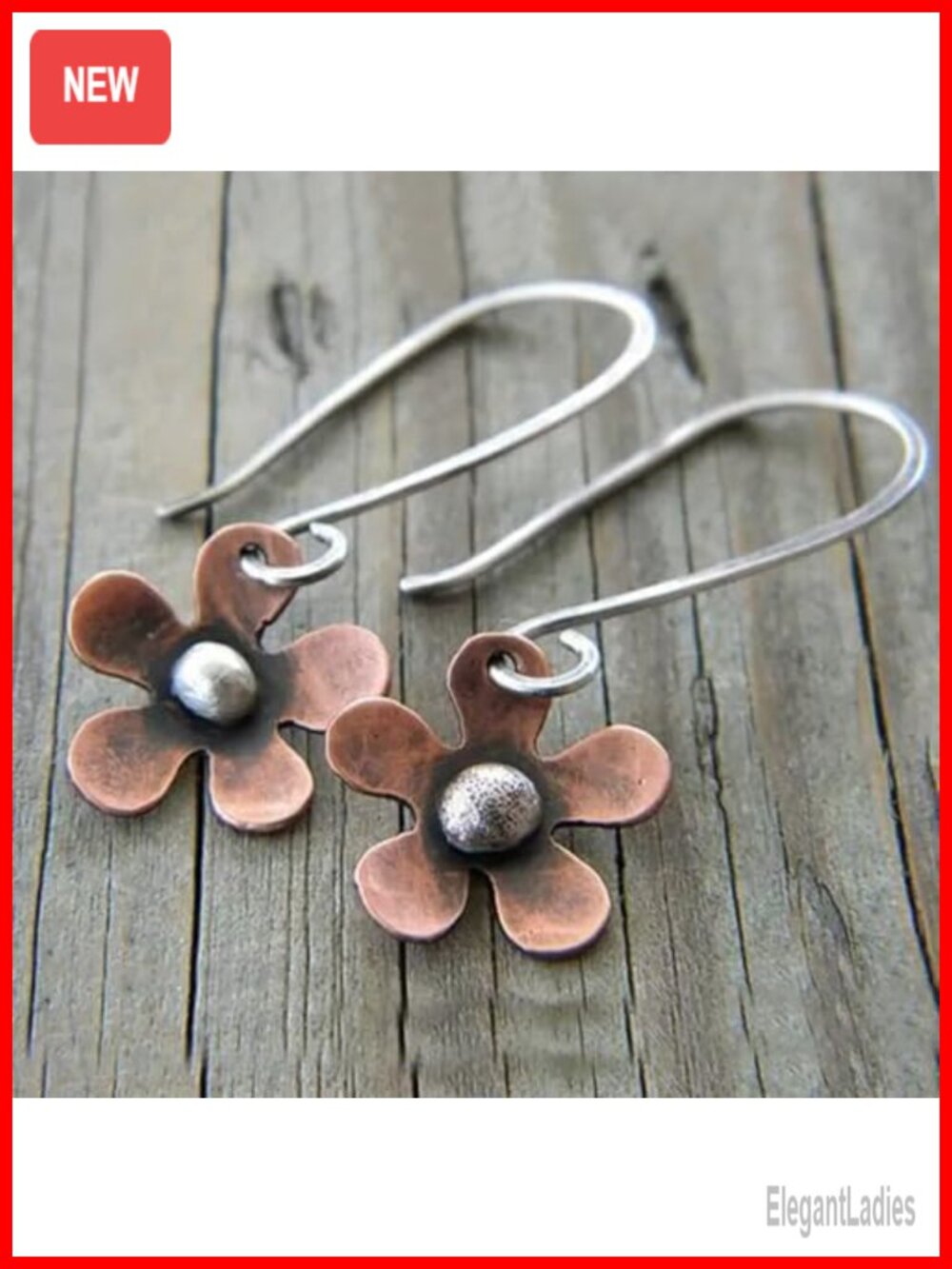 Vintage Flower Dangle Earrings Three Tone Drop Jewelry for Women